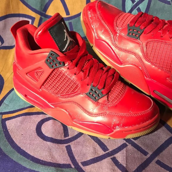AV3914-600 Air Jordan 4 Retro NRG 'Singles Day' Red EUC Womens Size 9.5 Mens 8 - Picture 2 of 10